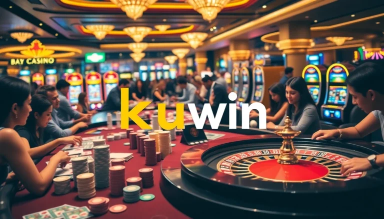 Experience the thrill of kuwin with vibrant casino games, interactive table settings, and excited players.