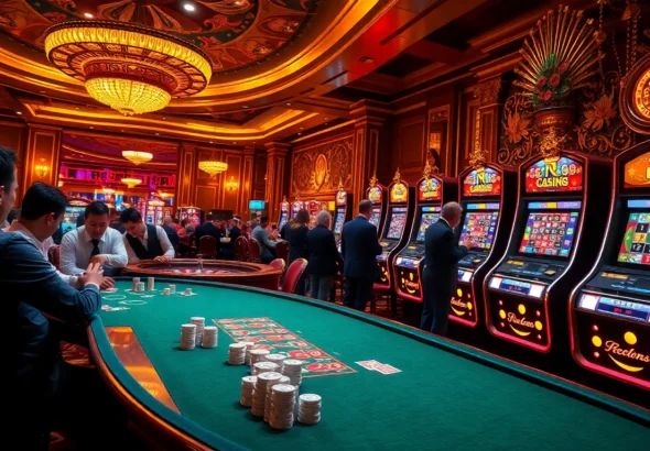 Explore thrilling gambling excitement with https://789f.living/ as players engage at roulette and poker tables in an energetic casino setting.